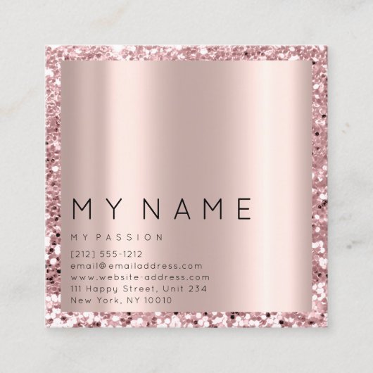 Rose Square Glitzer Makeup Lashes VIP Logo Terminkarte (Vorderseite)