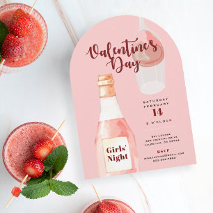 Rosé statt Rosen Valentinstag Party Pink Einladung