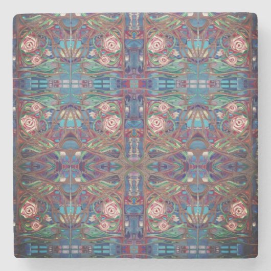 Rose Steinuntersetzer (Vorderseite)