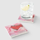 Rose Steinuntersetzer (Seitenansicht)