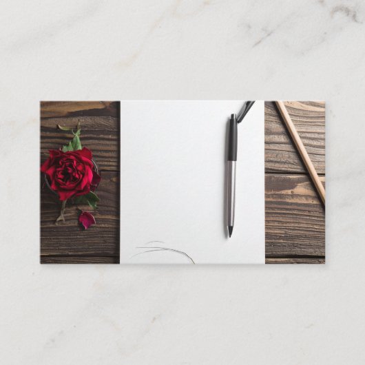 Rose Stift und Papier Visitenkarte (Vorderseite)