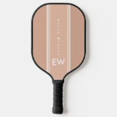 Rose Streifen Feminine Rosa Mit Monogramm Pickleball Schläger (Rückseite)