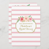 Rose Streifen Gold Rosa Brautparty Einladung (Vorne/Hinten)