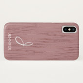 Rose-Streifen-Muster-Monogramm Case-Mate iPhone Hülle (Rückseite (Horizontal))
