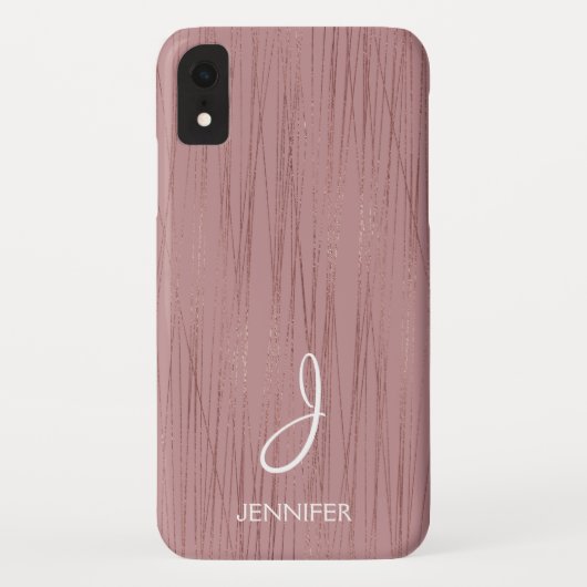 Rose-Streifen-Muster-Monogramm Case-Mate iPhone Hülle (Rückseite)