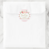 Rose Streifen Pink Blumendusche Kinderdusche Liebe Runder Aufkleber (Tasche)