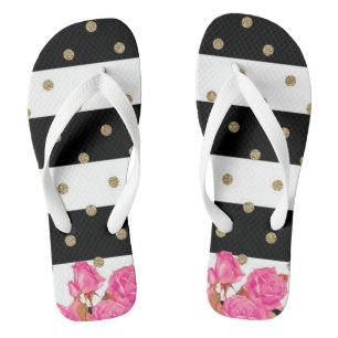 Rose, Streifen und Polka-Punkte Badesandalen