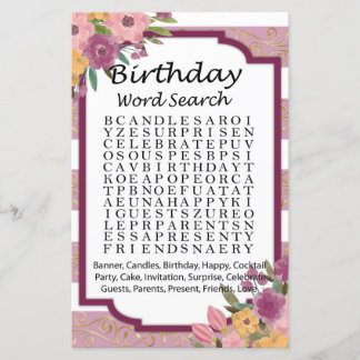 Rose Strichen Suchspiel Geburtstag