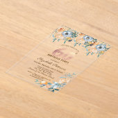 Rose String Lights Dusty Blue 60. Geburtstag Acryleinladungen (Ablage )