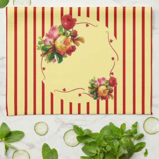 Rose Strip Küchentuch (Gefaltet)