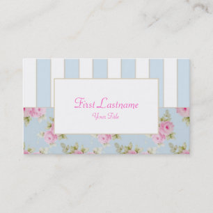 Rose & Stripe Business Card_Blue (Top10) Visitenkarte