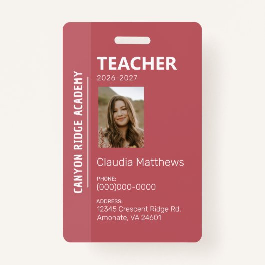 Rose Stripe Homeschool Educator ID Badge Ausweis (Vorderseite)