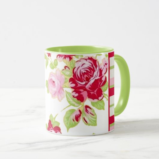 Rose Stripe Tasse (VorderseiteRechts)