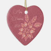 Rose Strohhalm und Peach Gradient Poinsettia Keramik Ornament (Rechts)