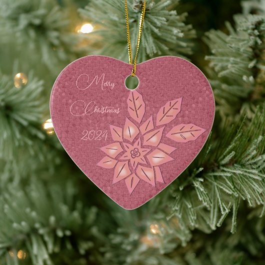 Rose Strohhalm und Peach Gradient Poinsettia Keramik Ornament (Baum)