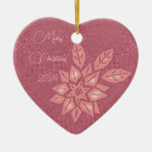 Rose Strohhalm und Peach Gradient Poinsettia Keramik Ornament (Vorne)