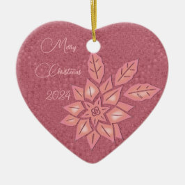 Rose Strohhalm und Peach Gradient Poinsettia Keramik Ornament