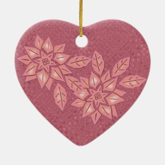 Rose Strohhalm und Peach Gradient Poinsettia Keramik Ornament (Hinten)
