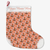 Rose Strumpf Peach Rose Weihnachts Strumpf Custom Großer Weihnachtsstrumpf (Vorderseite)