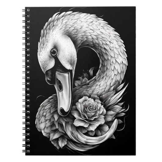 "Rose Swan" Floral Art Spiral Notebook Notizblock (Vorderseite)