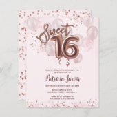 Rose Sweet 16 Bday Balloons Haushaltseinladungen (Vorne/Hinten)