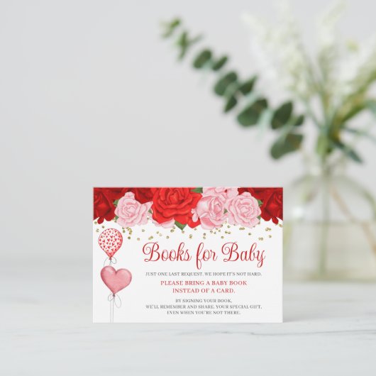 Rose Sweetheart Balloon Valentine Books for Baby Begleitkarte (Stehend Vorderseite)