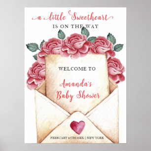 Rose Sweetheart Brief Baby Shower Willkommen Poster