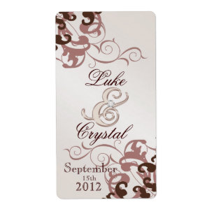 Rose Swirl Champagne Jeweled Wine Label