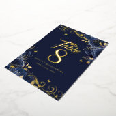 Rose Swirl Navy Quinceanera Gold Table Number Folieneinladung (Gedreht)