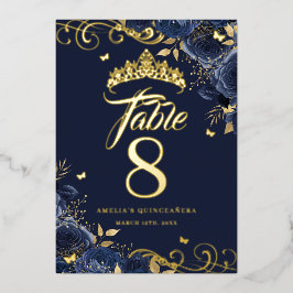 Rose Swirl Quinceanera Gold Tischnummer