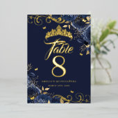 Rose Swirl Quinceanera Gold Tischnummer (Stehend vorne)