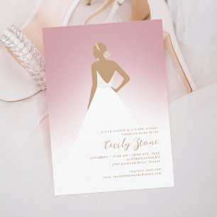 Rose & Tan Couture Wedding Dress Brautparty Einladung