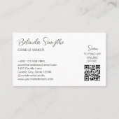 Rose & Tan Scribbled Candles Candle Maker QR Code Visitenkarte (Rückseite)