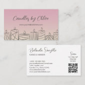 Rose & Tan Scribbled Candles Candle Maker QR Code Visitenkarte (Vorne/Hinten)