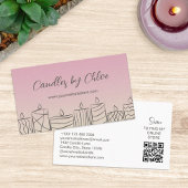 Rose & Tan Scribbled Candles Candle Maker QR Code Visitenkarte