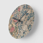 "Rose"-Tapete (Stift und w/c auf Papier) Runde Wanduhr (Winkel)