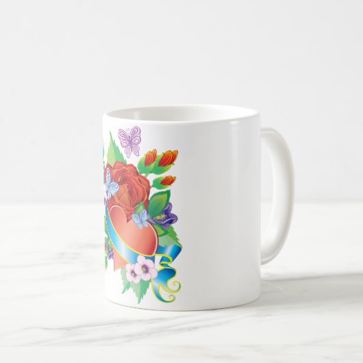 Rose Tattoo Hearts Kaffeetasse (VorderseiteRechts)