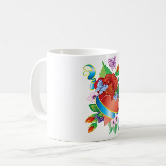 Rose Tattoo Hearts Kaffeetasse (Vorderseite Links)