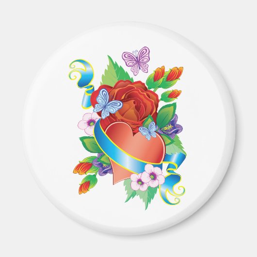 Rose Tattoo Hearts Magnet (Vorne)
