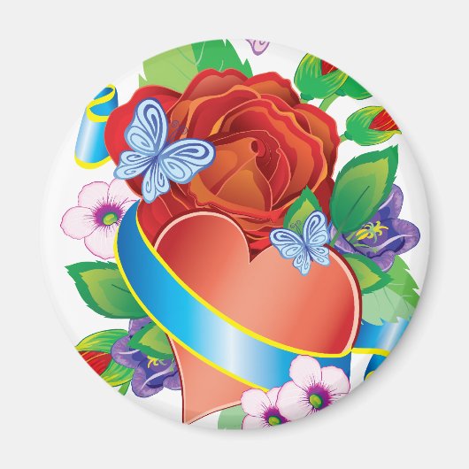 Rose Tattoo Hearts Magnet (Vorne)