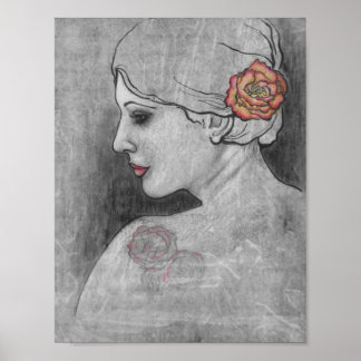 "Rose Tattooed Shoulder" von CR Sinclair Poster
