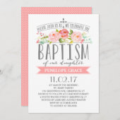 Rose | Taufe für Mädchen Einladung (Vorne/Hinten)