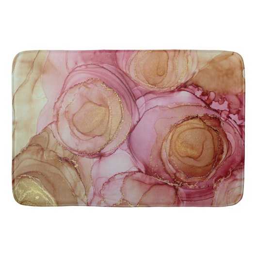 Rose Taupe Abstrakte Blumenmatte Badematte (Vorderseite)