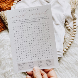 Rose Taupe Baby Shooter Word Search Game Card Einladung