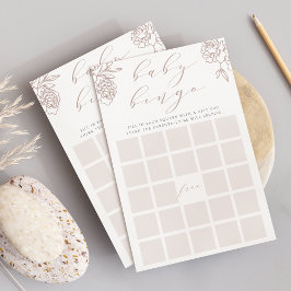 Rose Taupe Calligraphy Baby Showroom Bingo Game