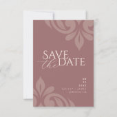 Rose Taupe Classic Script Damask Foto Hochzeit Save The Date (Vorderseite)