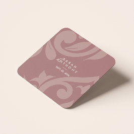 Rose Taupe Classic Script Damask Wedding Rechteckiger Pappuntersetzer