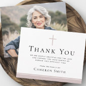 Rose taupe Cross-Beerdigung Beileid Foto Dankeskarte