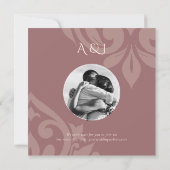 Rose Taupe Damask Elegantes klassisches Foto Hochz Save The Date (Rückseite)