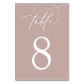Rose Taupe | Einfache Elegante Script Tischnummer (Rückseite)